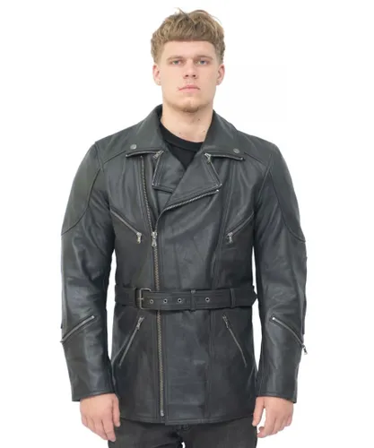 Infinity Leather Mens Cross Zip CE Armour Biker Jacket - Budapest - Black