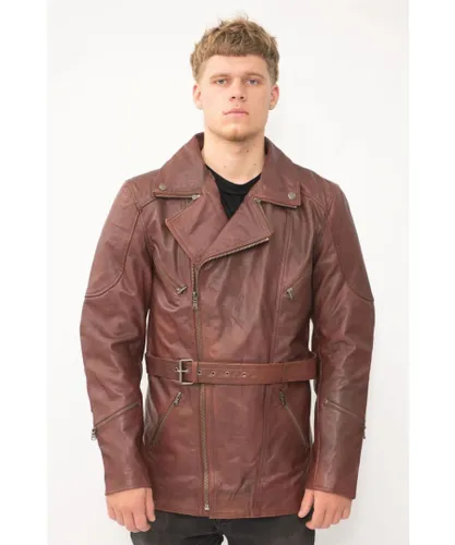 Infinity Leather Mens Cross Zip CE Armour Biker Jacket - Budapest - Tan