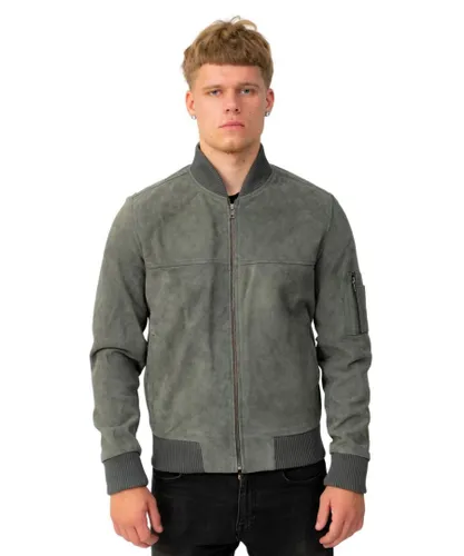 Infinity Leather Mens Goat Suede MA-1 Bomber Jacket-Auckland - Grey