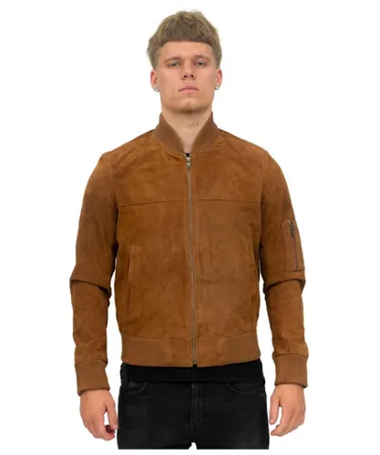 Infinity Leather Mens Goat Suede MA-1 Bomber Jacket-Auckland - Tan