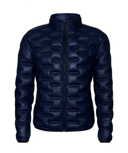 Infinity Leather Mens Puffer Quilted Bomber Jacket - Recife - Navy