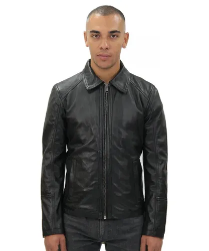 Infinity Leather Mens Smart Classic Harrington Jacket-New York - Black