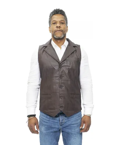Infinity Leather Mens Smart Classic Waistcoat-Bristol - Brown
