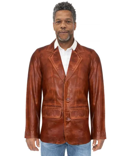 Infinity Leather Mens Tan Blazer Jacket-Santiago