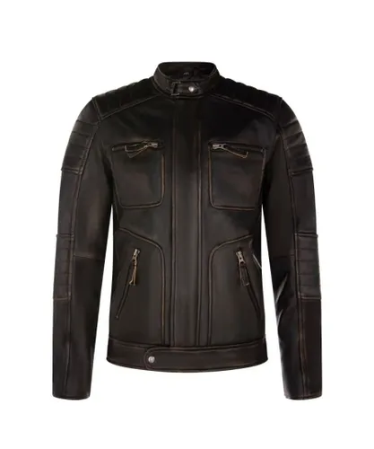 Infinity Leather Mens Vintage Retro Biker Jacket - Milan - Black