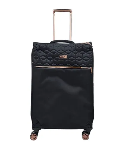 Infinity Leather Unisex Cabin Suitcases 4 Wheel Luggage Travel Lightweight Bags - Black - Size Medium