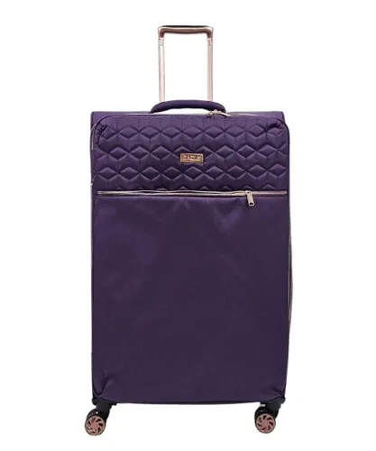 Infinity Leather Unisex Cabin Suitcases 4 Wheel Luggage Travel Lightweight Bags - Purple - Size Large