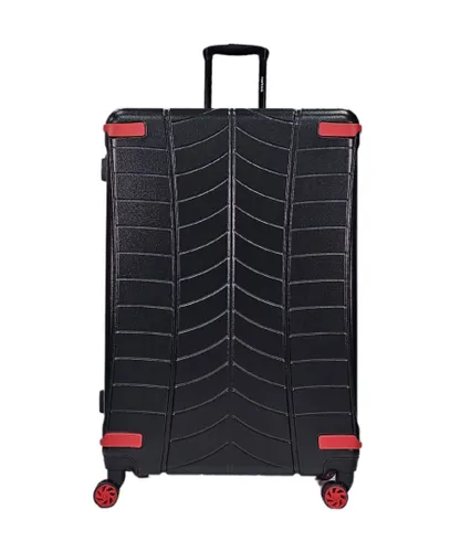 Infinity Leather Unisex Hard Shell Black Cabin Suitcase 4 Wheel Luggage Travel Bag - Size 2XL