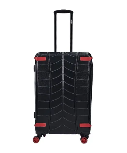 Infinity Leather Unisex Hard Shell Black Cabin Suitcase 4 Wheel Luggage Travel Bag - Size Large