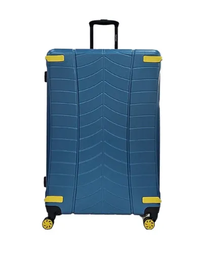 Infinity Leather Unisex Hard Shell Blue Cabin Suitcase 4 Wheel Luggage Travel Bag - Size 2XL