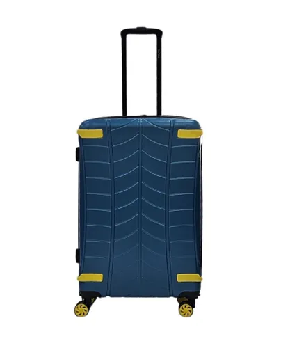 Infinity Leather Unisex Hard Shell Blue Cabin Suitcase 4 Wheel Luggage Travel Bag - Size Large