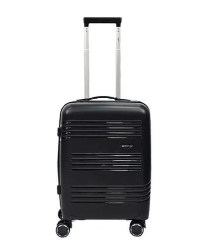 Infinity Leather Unisex Hard Shell Cabin Suitcase 4 Wheel Luggage TSA Bag - Black - Size Large