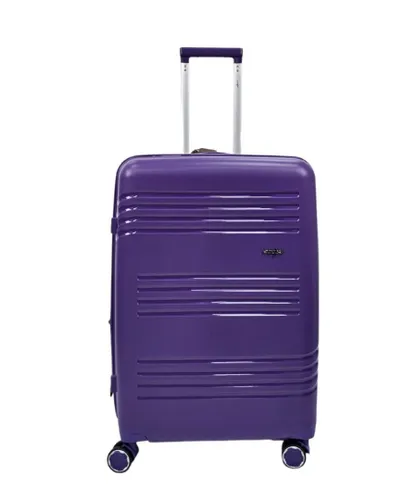 Infinity Leather Unisex Hard Shell Cabin Suitcase 4 Wheel Luggage TSA Bag - Purple - Size Medium