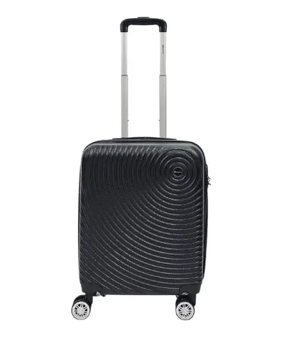Infinity Leather Unisex Hard Shell Cabin Suitcase 8 Wheel Luggage Case Travel Bag - Black - Size Small