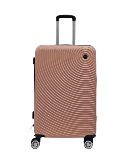 Infinity Leather Unisex Hard Shell Cabin Suitcase 8 Wheel Luggage Case Travel Bag - Rose Gold - Size Medium