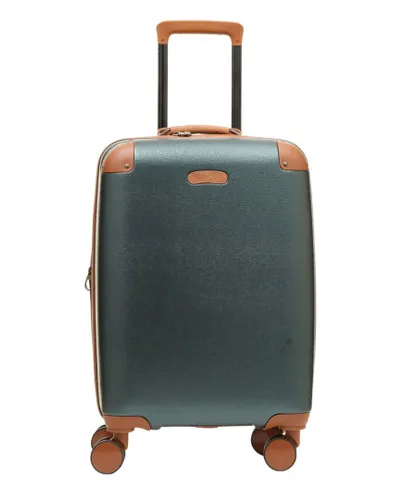 Infinity Leather Unisex Hard Shell Classic Suitcase Cabin Luggage - Green - Size Large