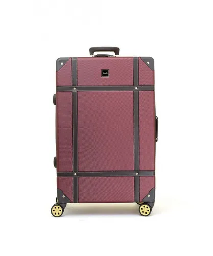 Infinity Leather Unisex Hard Shell Luggage Suitcase Trunk Cabin Travel Bags - Burgundy - Size Large
