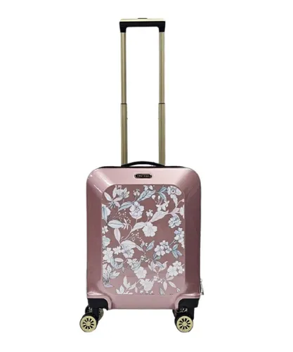 Infinity Leather Unisex Hard Shell Pink 4 Wheel Suitcase Flower Print Luggage Cabin - Size X-Large