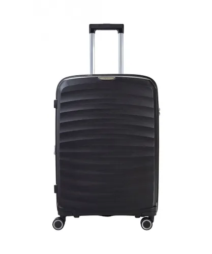 Infinity Leather Unisex Hard Shell Suitcase Cabin Luggage - Black - Size Large