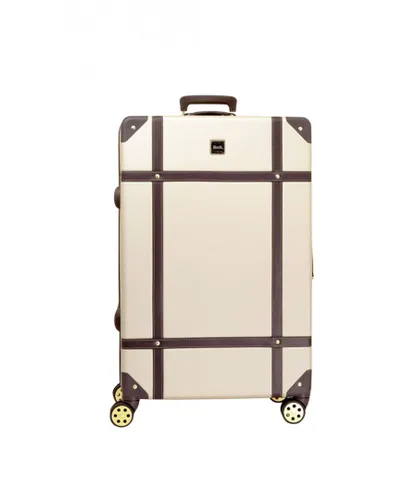 Infinity Leather Unisex Hard Shell Trunk Luggage Suitcase - Gold - Size Small