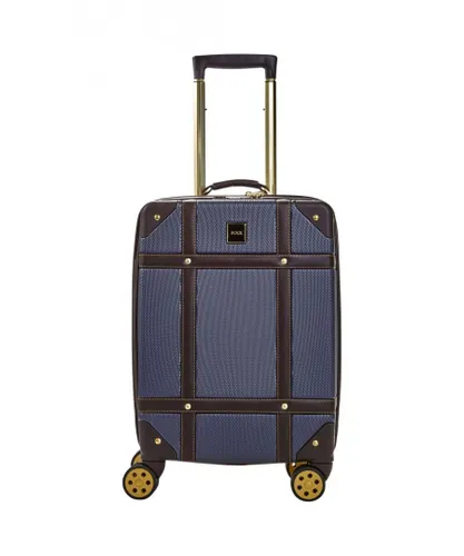 Infinity Leather Unisex Hard Shell Trunk Luggage Suitcase - Navy - Size Small