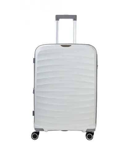 Infinity Leather Unisex Hard Shell White Suitcase Cabin Luggage - Size Medium