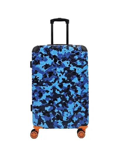 Infinity Leather Unisex Hardshell Cabin Suitcase Robust 8 Wheel ABS Luggage Travel Bag - Blue - Size Large