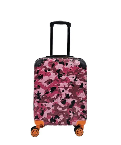 Infinity Leather Unisex Hardshell Cabin Suitcase Robust 8 Wheel ABS Luggage Travel Bag - Pink - Size Small