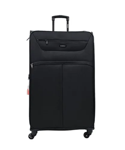 Infinity Leather Unisex Lightweight Soft Suitcases 4 Wheel Luggage Travel TSA Cabin - Black - Size Medium