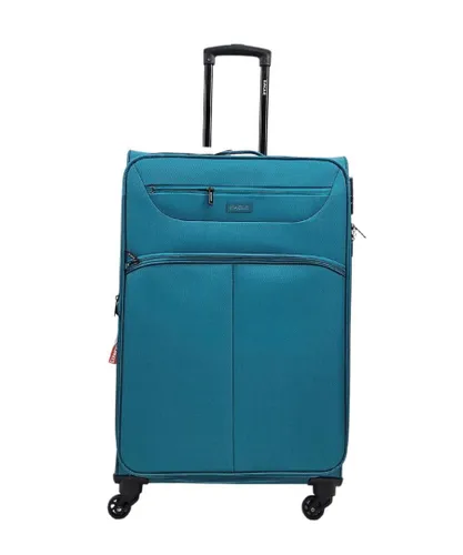 Infinity Leather Unisex Lightweight Soft Suitcases 4 Wheel Luggage Travel TSA Cabin - Teal - Size Medium