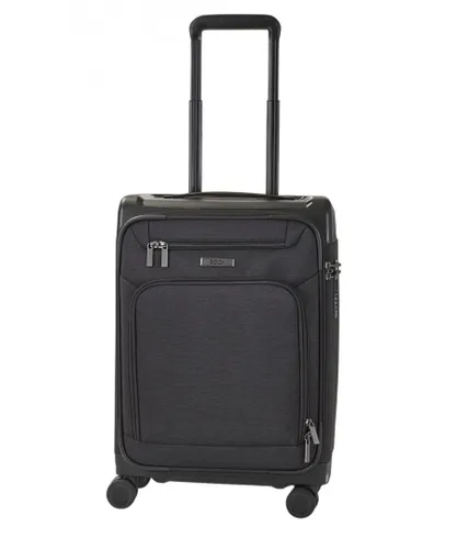 Infinity Leather Unisex Lightweight Soft Suitcases Luggage - Black - Size Small