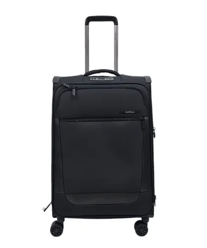 Infinity Leather Unisex Lightweight Suitcases 4 Wheel Luggage Travel Cabin Bag - Black - Size Large