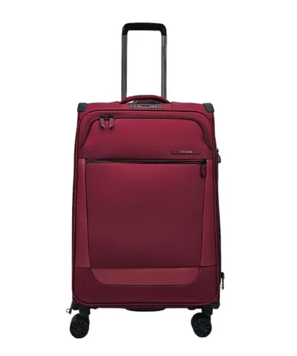 Infinity Leather Unisex Lightweight Suitcases 4 Wheel Luggage Travel Cabin Bag - Burgundy - Size Medium