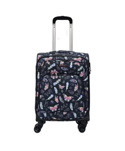 Infinity Leather Unisex Lightweight Suitcases 8 Wheel Luggage Butterfly Travel Soft Bags - Multicolour - Size Small