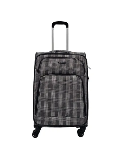Infinity Leather Unisex Lightweight Suitcases 8 Wheel Luggage Stripes Travel Soft Bags - Multicolour - Size Small