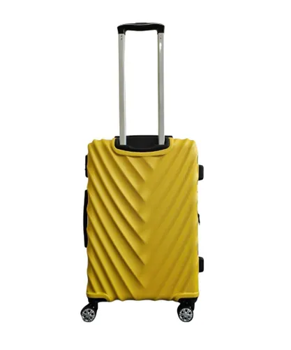 Infinity Leather Unisex Strong Yellow Hard shell Suitcase 4 Wheel ABS Lightweight Cabin Luggage - Size Medium