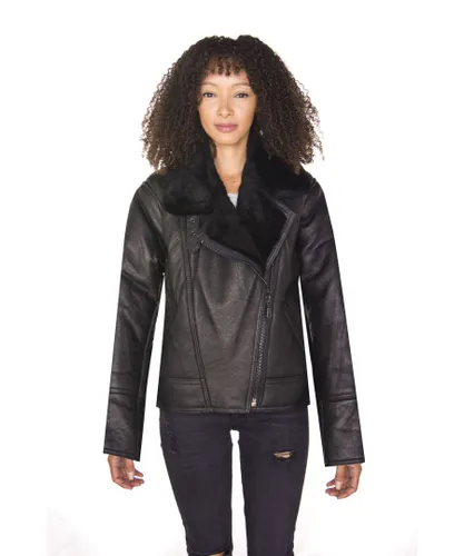Infinity Leather Womens B3 Sheepskin Flying Jacket-Bergamo - Black