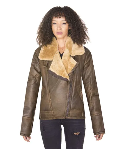 Infinity Leather Womens B3 Sheepskin Flying Jacket-Bergamo - Brown