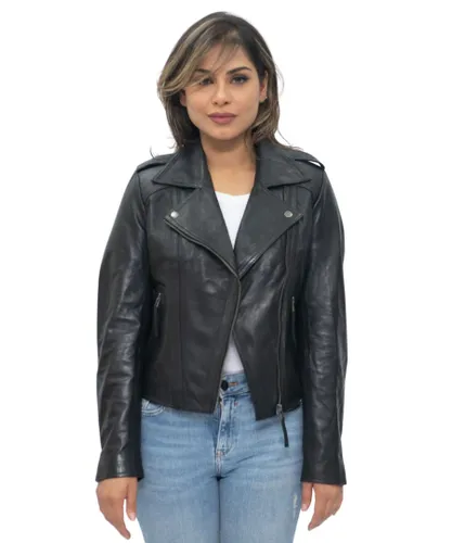 Infinity Leather Womens Black Biker Jacket-Tamale