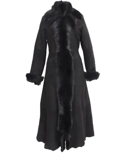 Infinity Leather Womens Black Suede Toscana Sheepskin Trench Coat-Rushden