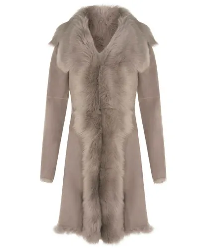 Infinity Leather Womens Toscana Sheepskin Suede Trench Coat-Tbilisi - Light Grey