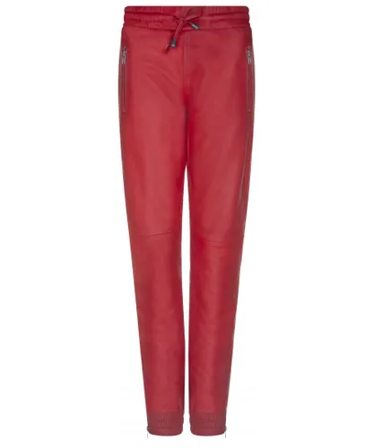 Infinity Leather Womenss Red Nappa Trousers Joggers