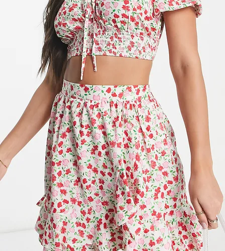 Influence Tall mini wrap skirt co-ord in floral print-Multi