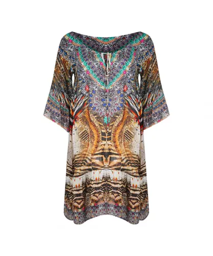 Inoa Womens Golden Eagle 120214 Long Sleeve Silk Gypsy Dress - Multicolour