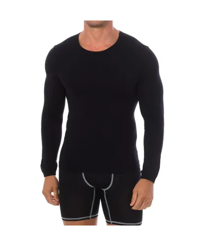 Intimidea Mens Girocollo long sleeve and round neck undershirt 200079 man - Black Polyamide