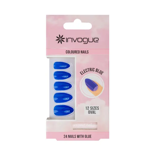 Invogue Electric Blue Oval Nails(24 Pieces)