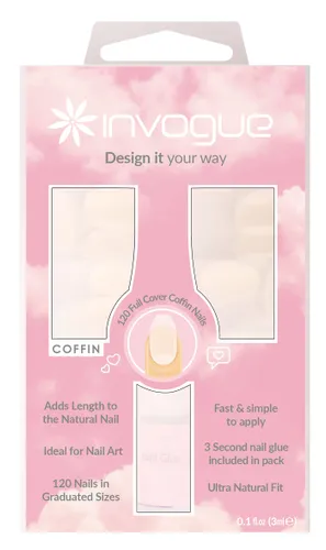 Invogue Full Cover Coffin Nails - 120 Pieces