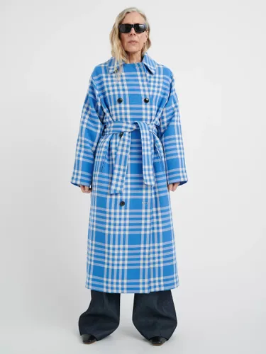 InWear Mitzie Long Sleeve Coat, Blue Check - Blue Check - Female