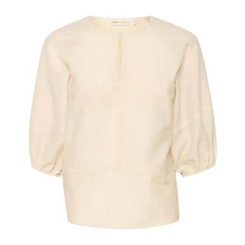 InWear , Simple Blouse with Half Sleeves and Round Neck ,Beige female, Sizes: