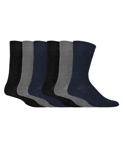 IOMI Mens 6 pack non elastic diabetic socks with hand linked toe seams - Grey Cotton